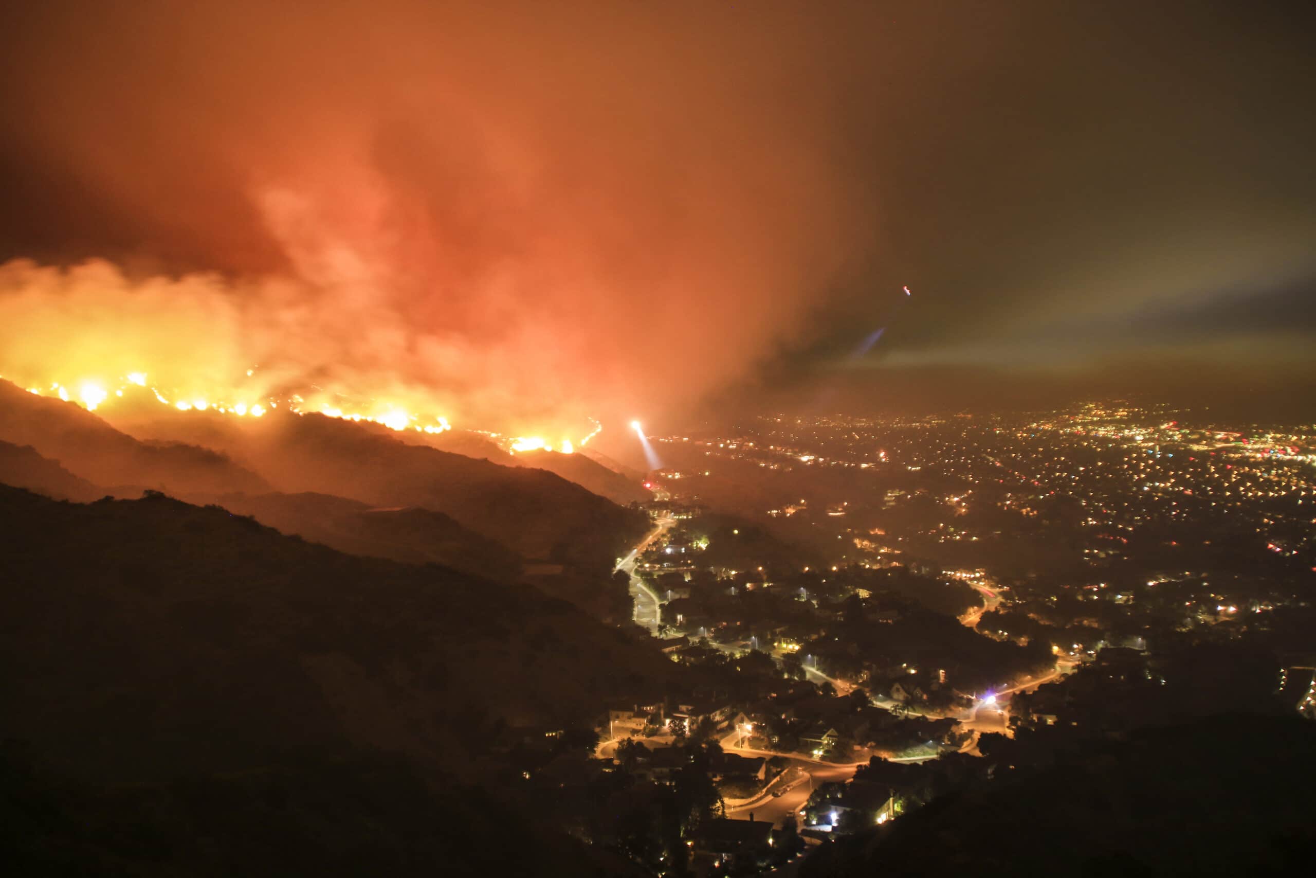 Fire burning on mountainside