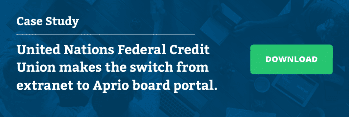credit union case study Aprio board portal